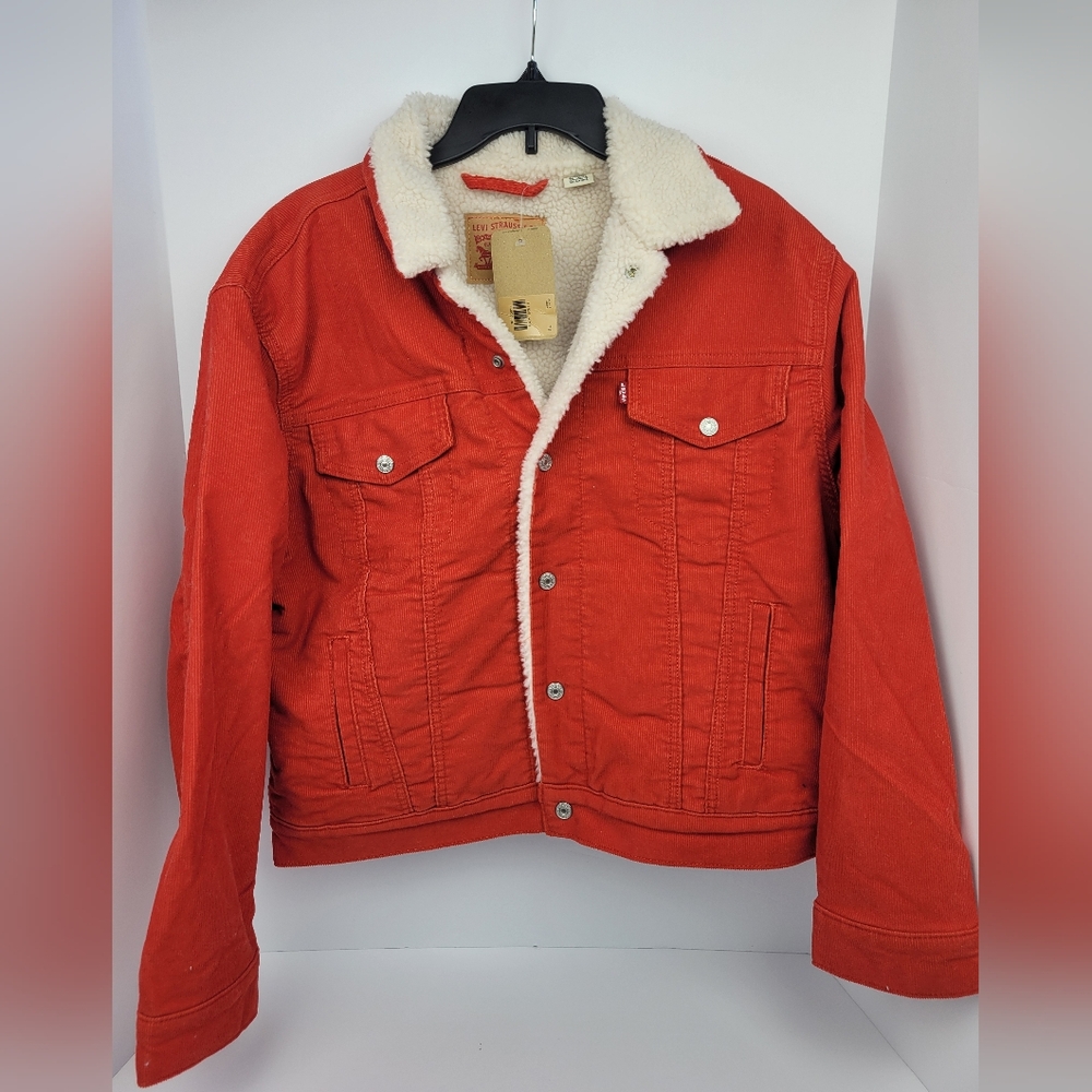 Levi's ex-boyfriend Corduroy Sherpa Trucker Jacket (Red-orange)